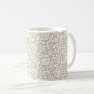 1860s Floral, Ecru Coffee Mug