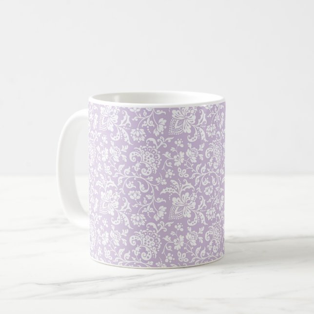 1860s Floral,  Pale Orchid Coffee Mug (Front Left)