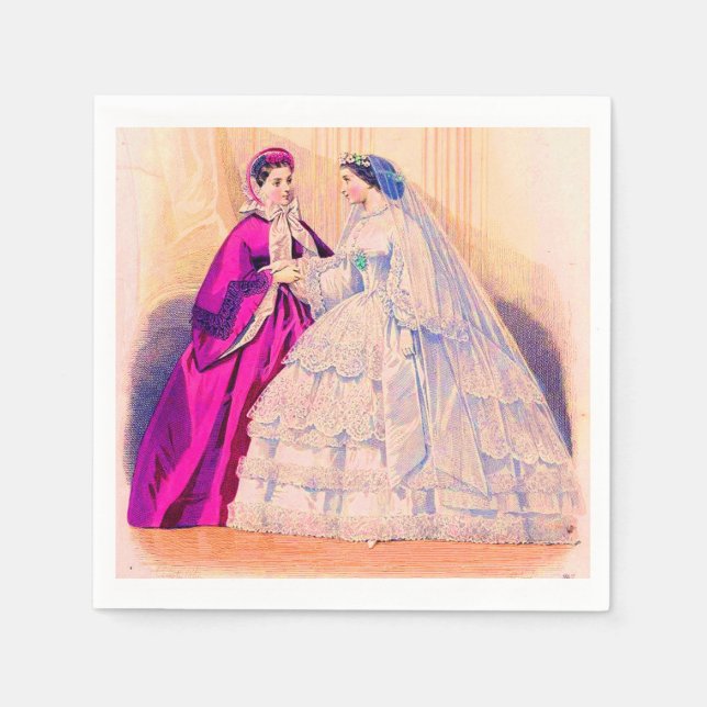 1861 French fashion plate wedding gown Napkin (Front)