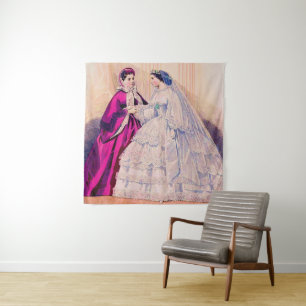 1861 French fashion plate wedding gown Tapestry