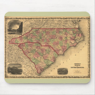 1861 North Carolina and South Carolina Map Mouse Pad