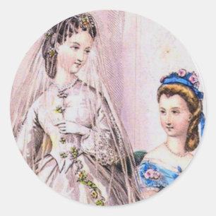 1863 Victorian Bride Classic Round Sticker