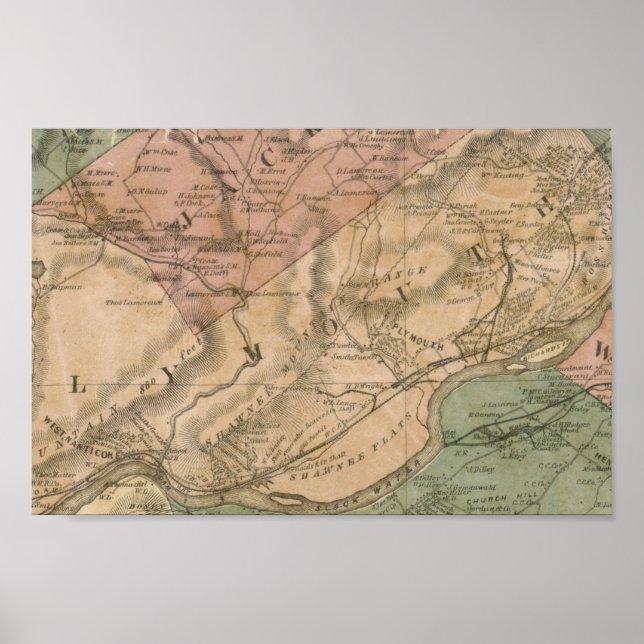 1864 Map, Luzerne County, Pennsylvania Poster (Front)