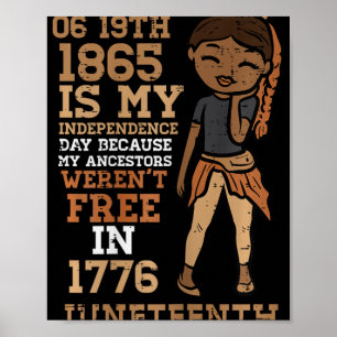 1865 My Independence Day Juneteenth Black Girl Wom Poster
