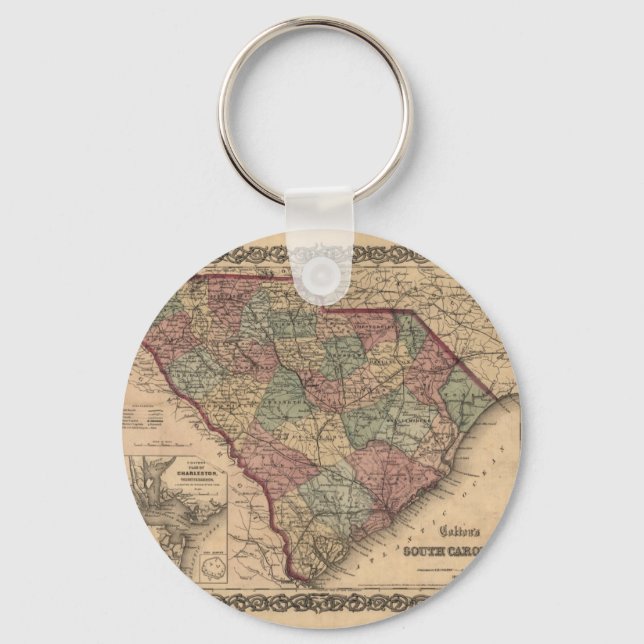 1865 South Carolina Map Key Ring (Front)