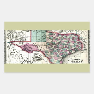1866 Antiquarian Map of Texas by Schönberg & Co. Rectangular Sticker