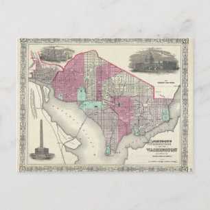 1866 Johnson Map of Washington D.C. Postcard