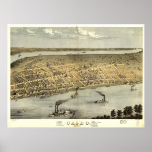1867 Cairo, IL Birds Eye View Panoramic Map Poster