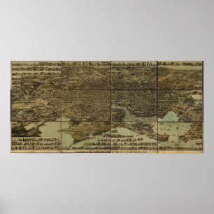 1869 Baltimore, MD Birds Eye View Panoramic Map Poster