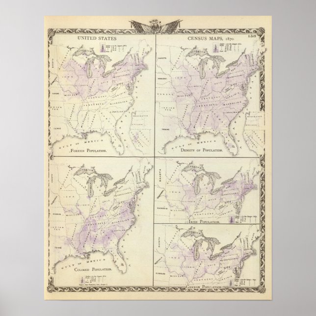 1870 United States census maps Poster (Front)