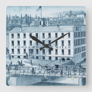 1871 Aurora Illinois Woollen Mills Square Wall Clock
