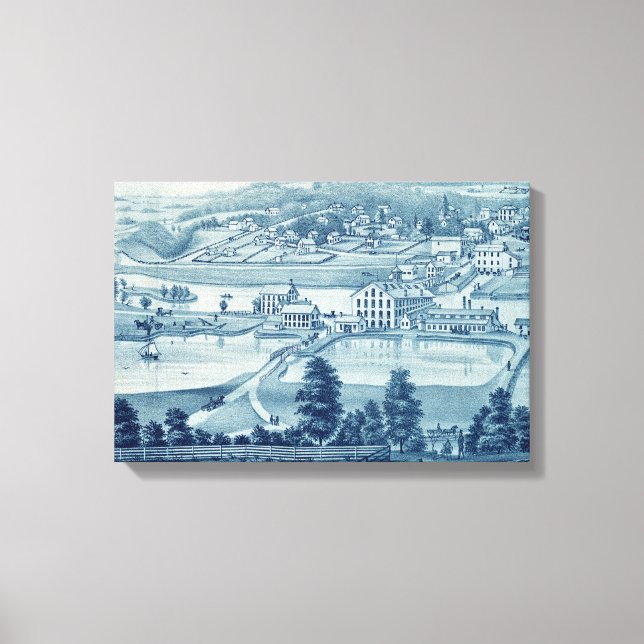 1871 Birds Eye View Carpentersville Illinois Canvas Print (Front)