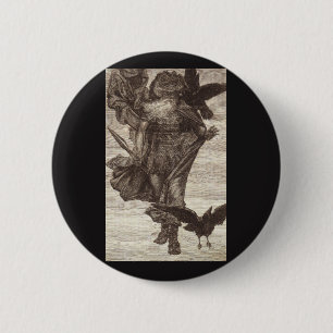 1871 Odin, Norse God of Wisdom 6 Cm Round Badge