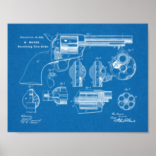 1875 Gun Revolver Patent Art Drawing Print