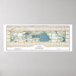 1875 Hinrichs' Guide Map of Central Park Poster