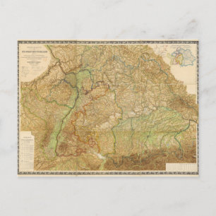 1875 Map of South West Germany Postcard