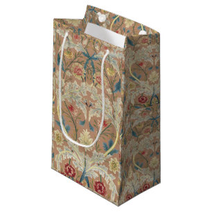 1875 Vintage William Morris Floral Embroidery Small Gift Bag