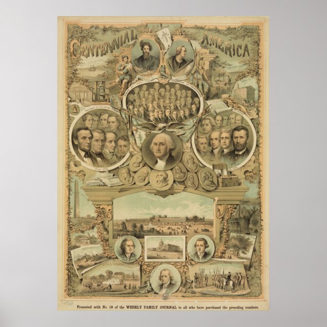 1876 Centennial America United States Independence Poster (Front)