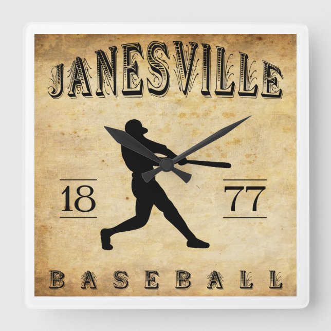 1877 Janesville Wisconsin Baseball Square Wall Clock (Front)