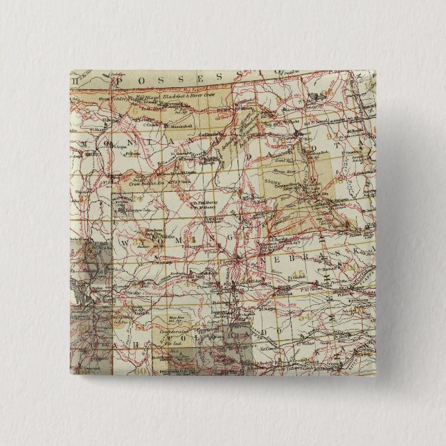 1878 Progress Map of The US Geographical Surveys 15 Cm Square Badge (Front)