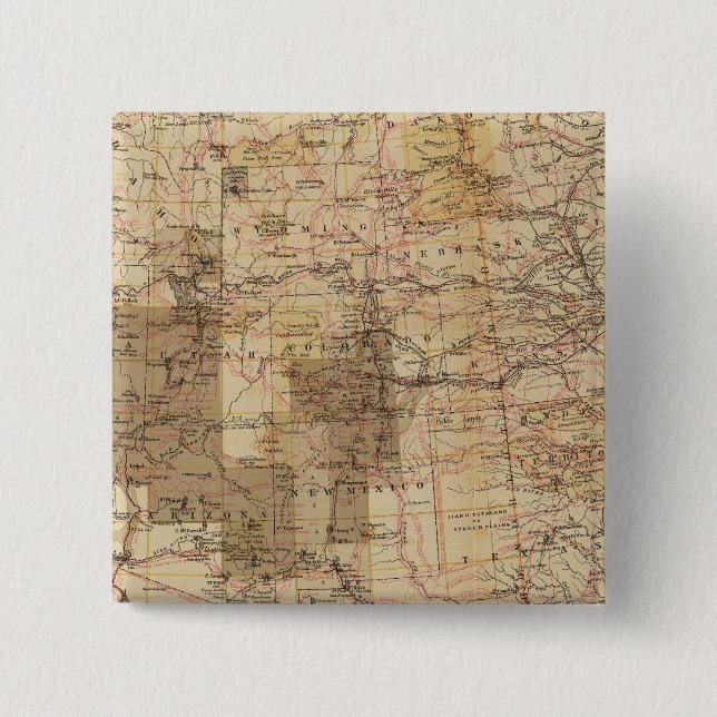 1878 Progress Map of The US Geographical Surveys 2 15 Cm Square Badge (Front)