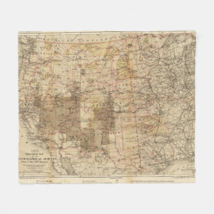 1878 Progress Map of The US Geographical Surveys 2 Fleece Blanket