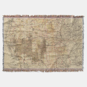 1878 Progress Map of The US Geographical Surveys 2 Throw Blanket