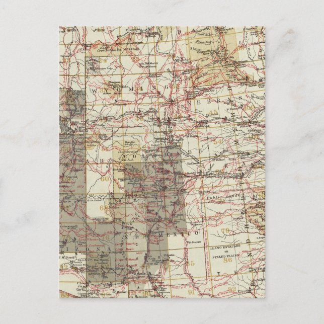 1878 Progress Map of The US Geographical Surveys Postcard (Front)