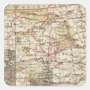 1878 Progress Map of The US Geographical Surveys Square Sticker