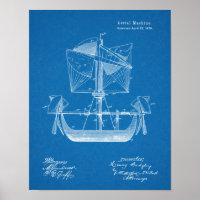 1879 Airship Boat Aeroplane Patent Drawing Print