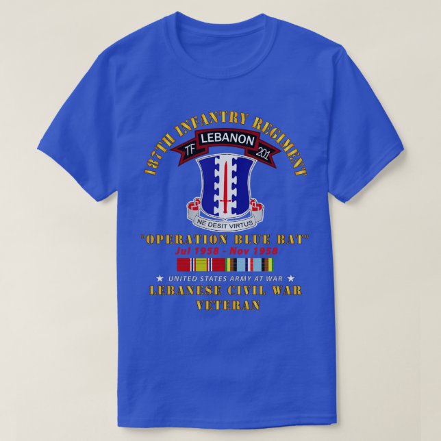 187th Infantry Regiment TF 201 Lebanon  w AFEM SVC T-Shirt (Design Front)