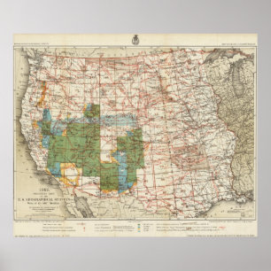 1880 Progress Map of The US Geographical Surveys Poster