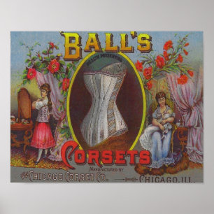 1880's Ball's Corsets Advertisement Poster