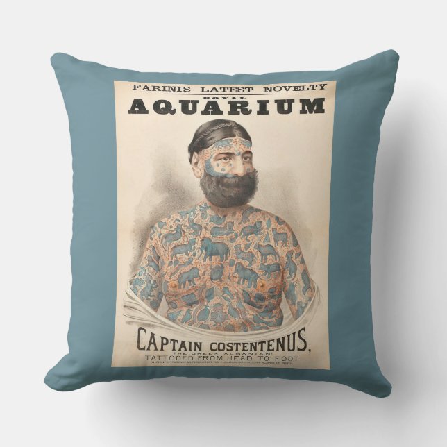 1880s Captain Costentenus tattooed man Cushion (Front)
