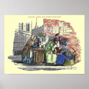 "1880's-England-Street hot coffee vender" Poster