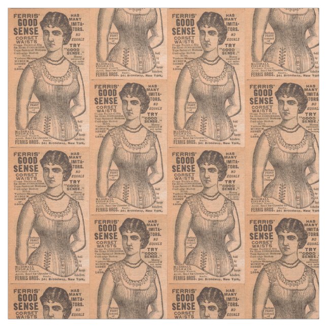 1880s Ferris Common Sense Corsets ad print Fabric (Swatch)