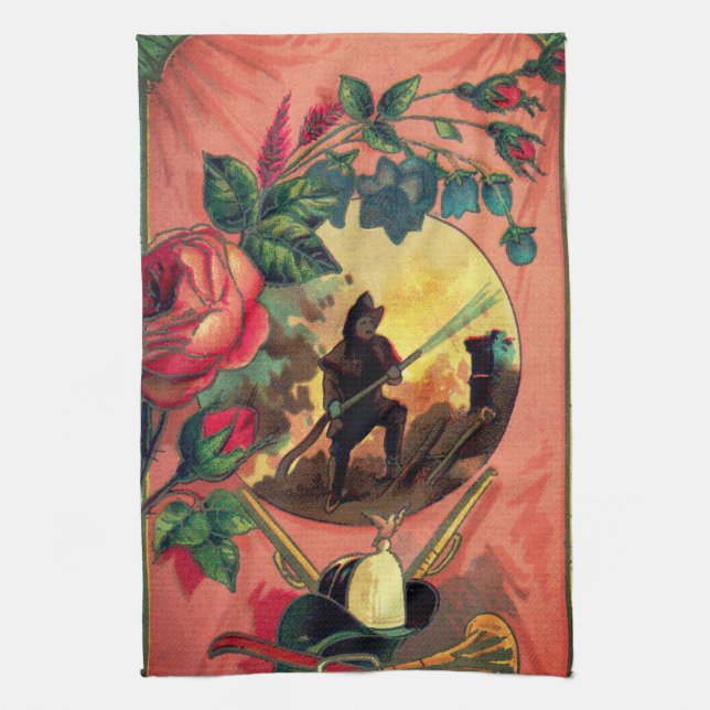 1880s Fireman Firefighter Towel Art (Vertical)