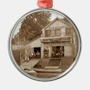 1880's Men Club Fox River Club Fishing Elgin Metal Tree Decoration