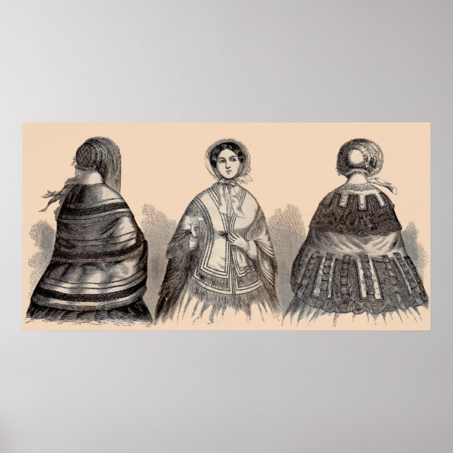 1880s Victorian shawls fashion print (Front)