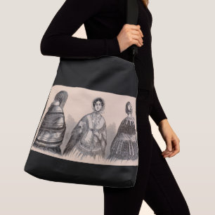 1880s Victorian shawls fashion print Crossbody Bag