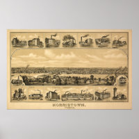 1881 Aerial Map Norristown PA Pennsylvania