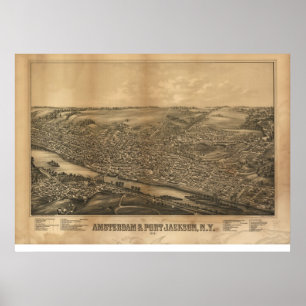 1881 Amsterdam & Port Jackson, NY Panoramic Map Poster