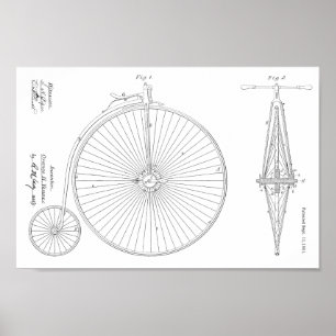 1881 High Wheeler Bicycle Design Patent Art Print
