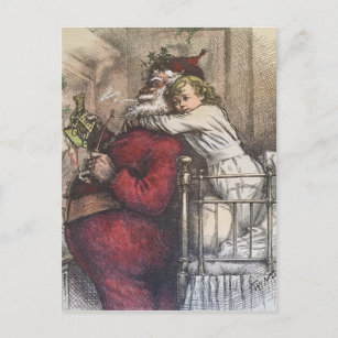 1881 Thomas Nash Santa and Little Admirer Vintage Holiday Postcard