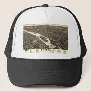 1882 Bird's Eye View Map of Aurora Illinois Trucker Hat