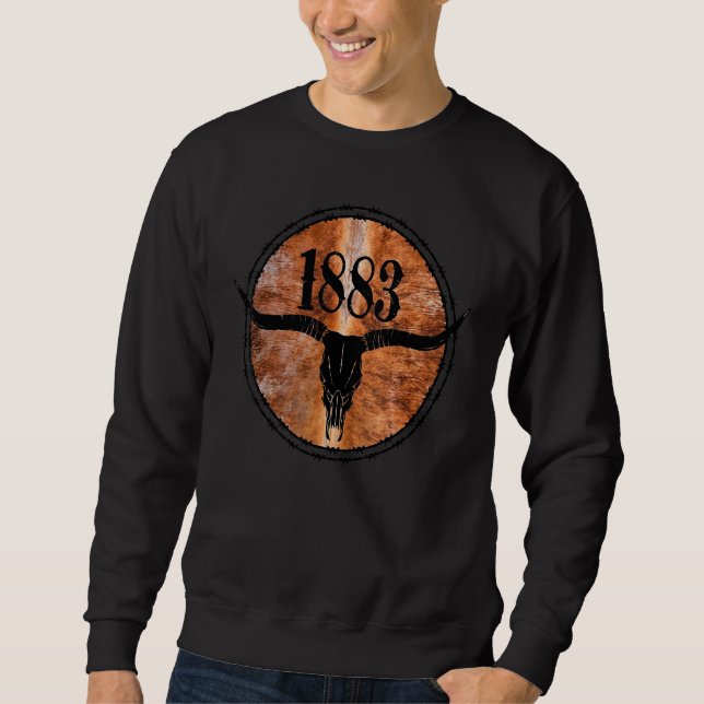 1883 Cowhide Yellowstone Boho Bull Skull 1 Sweatshirt (Front)