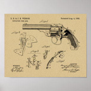 1885 Wesson Gun Patent Art Drawing Print