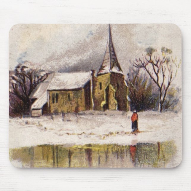 1886: A snowy Victorian winter scene Mouse Pad (Front)