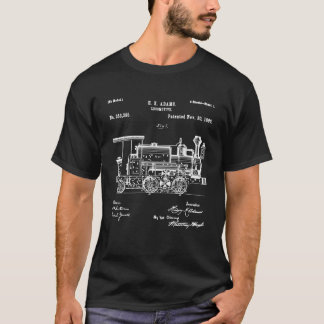 1886 Locomotive Steam Train Retro Patent Blueprint T-Shirt