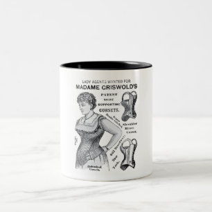 1886 MADAME GRISWOLD'S CORSET ADVERTISING Two-Tone COFFEE MUG